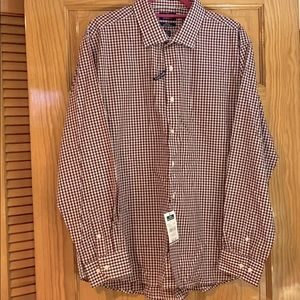 Dockers burgundy & black XL shirt 17-17 1/2 34/35